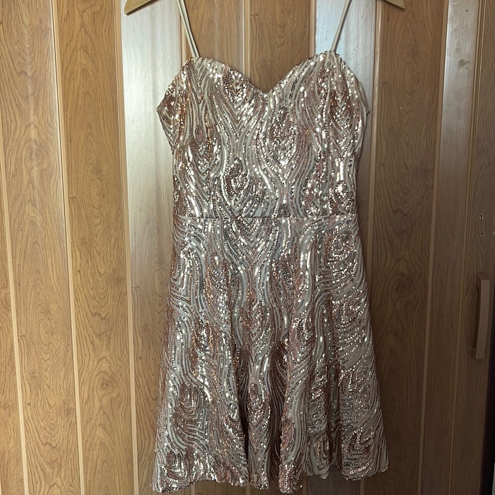 This is a gold sequence dress from Windsor